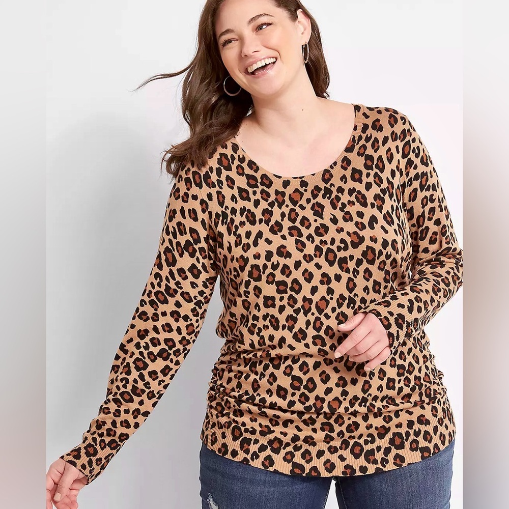 Soft Light Leopard Print Sweater - image 1
